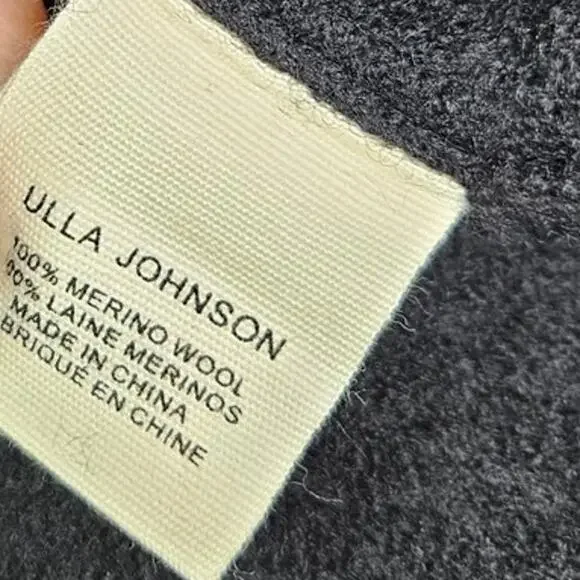 NEW Ulla Johnson P Rubi Pullover Black Merino Wool Tie Front Sweater Minimalist